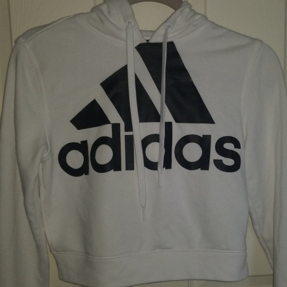Adidas cropped white hoodie